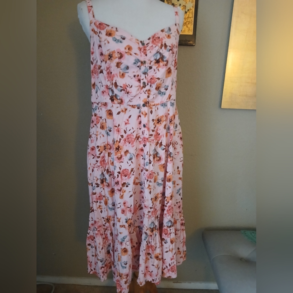 Torrid Floral Pink Sleeveless Dress